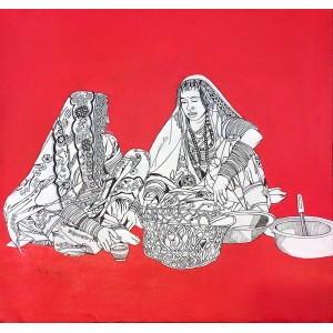 Rafique Somroo, 20 x 20, Mixed Media on Canvas, Figurative Painting, AC-RSO-045